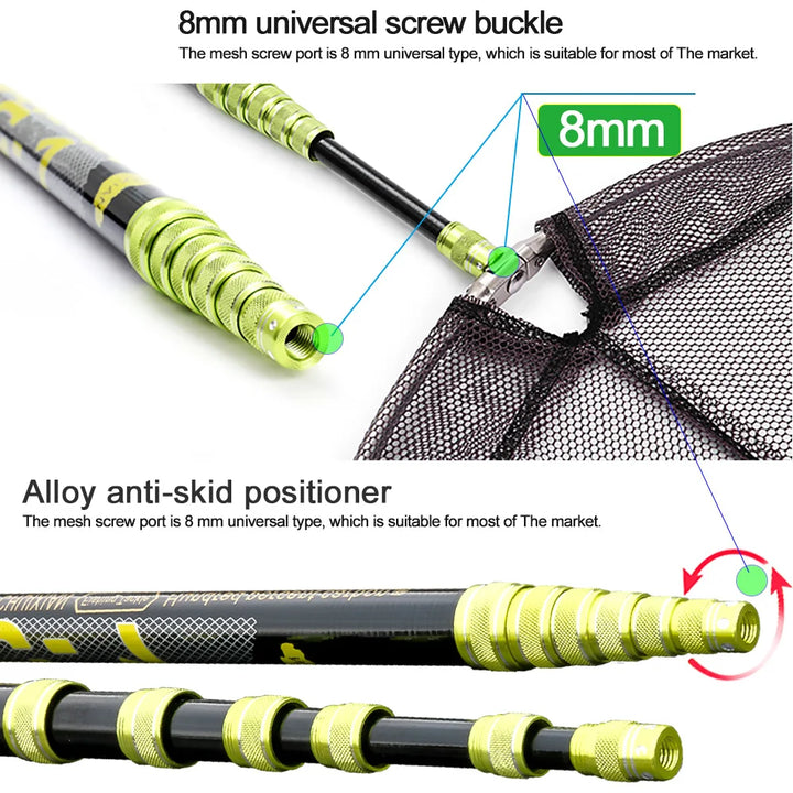 JOSBY New Foldable Fishing Net Fish Landing Net Collapsible Telescopic Pole 2.1M 3.0M 3.6M