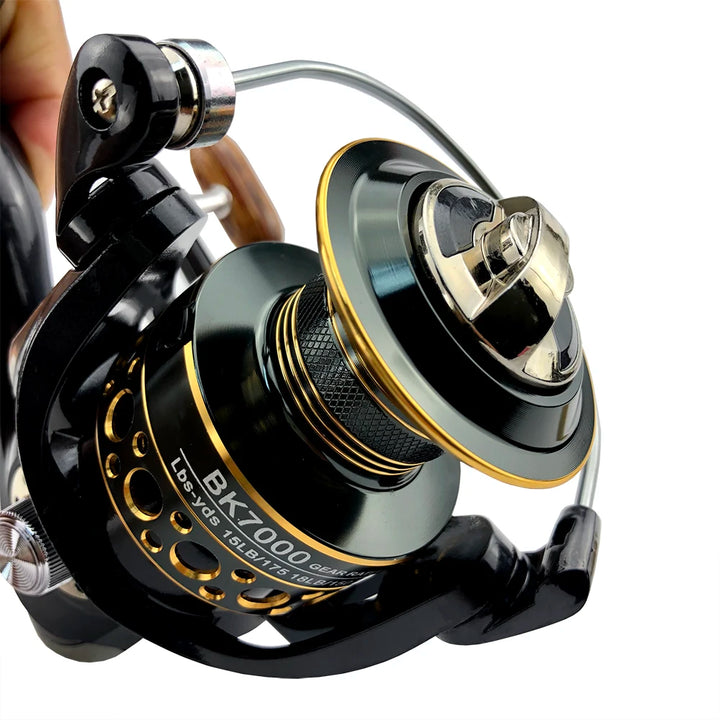 GHOTDA Fishing coil Wooden handshake 12+ 1BB Spinning Fishing Reel Metal Spool Left