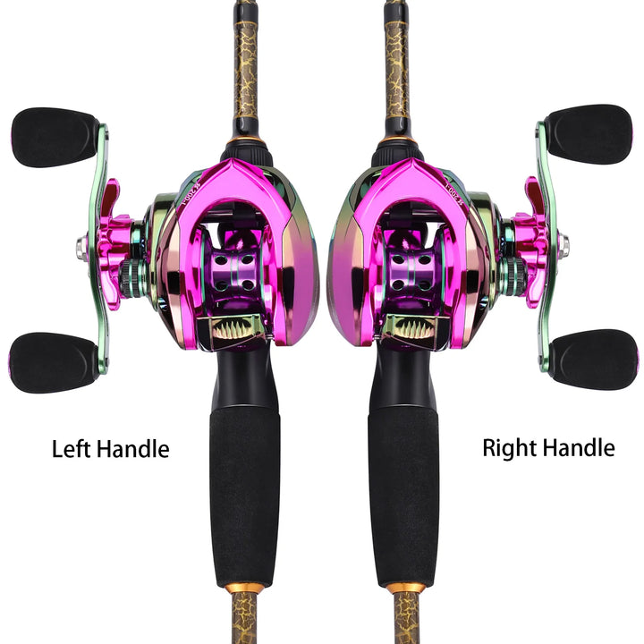 Sougayilang Fishing Rods and Reels 5 Section Carbon Rod Baitcasting Reel Travel Fishing