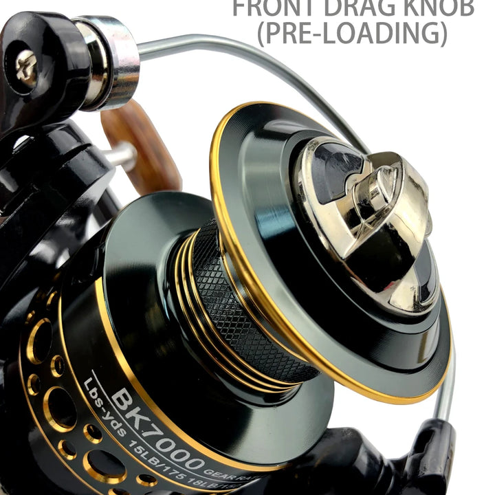 GHOTDA Fishing coil Wooden handshake 12+ 1BB Spinning Fishing Reel Metal Spool Left