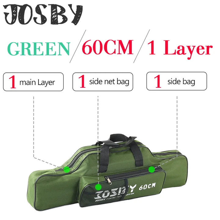 JOSBY 152/122/60cm Fishing Bag Oxford Cloth Folding Fishing Rod Reel Bag Fishing