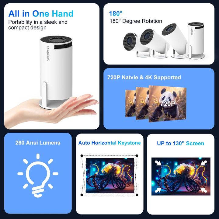 Magcubic Projector HY300 Pro 4K Android 11 Dual Wifi6 260ANSI Allwinner H713 BT5.0 1080P