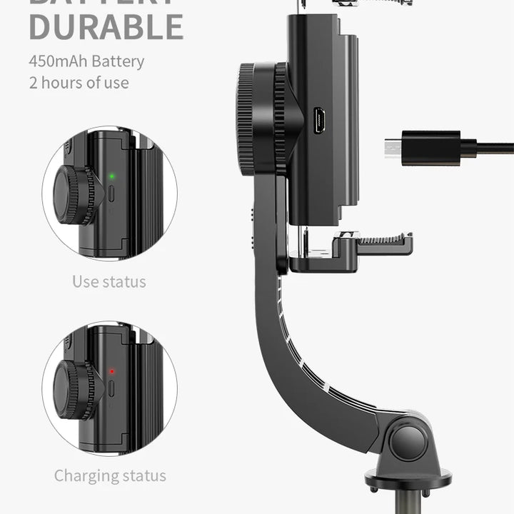 Handheld Gimbal Stabilizer for Smartphone 1-Axis with Selfie Stick Tripod Stand Wireless