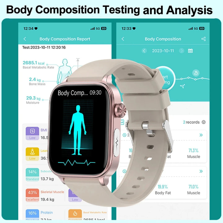 2024New AI Medical Diagnosis Blood Lipids Uric Acid Blood Glucose Smart Watch Men