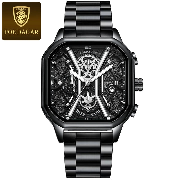 POEDAGAR Fashion Men Wristwatches Luxury Chronograph Luminous