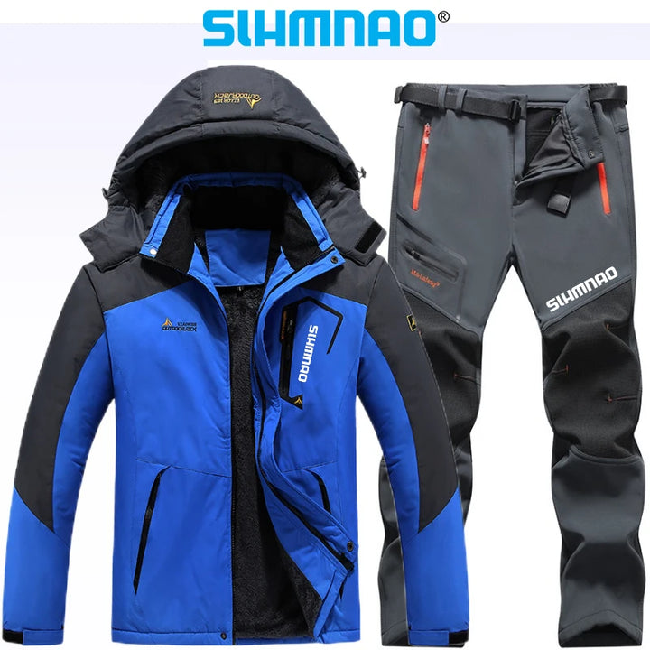 New Winter Fishing Suit Men's Fisherman Fishing Jacket Long Pants Thick, Warm, Waterproof,