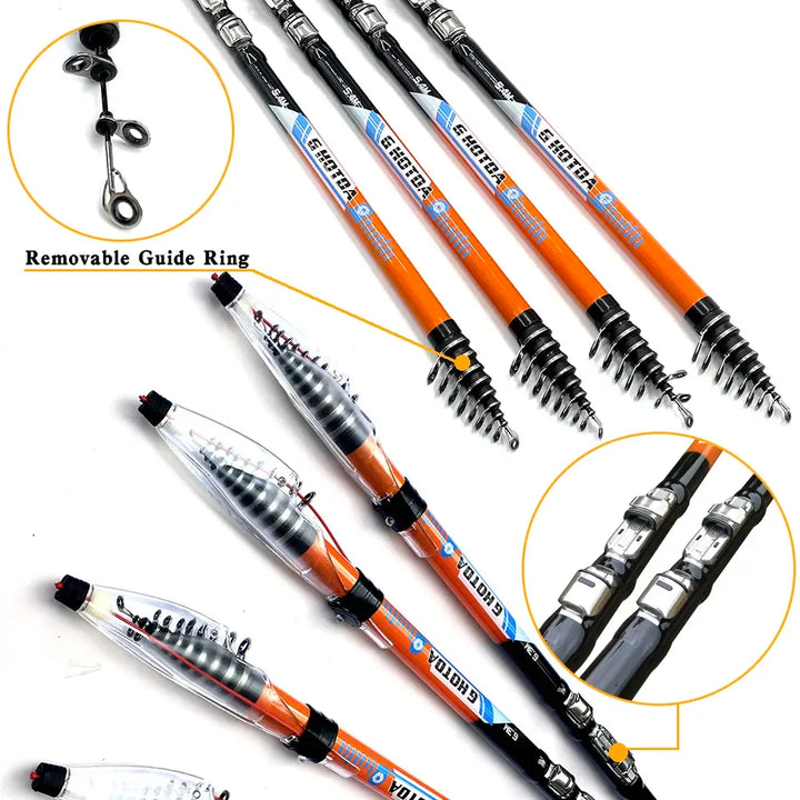 2.7M 3.6M 4.5M 5.4M 6.3M Carbon Telescopic Rock Fishing Rod Tough M Power Telescopic