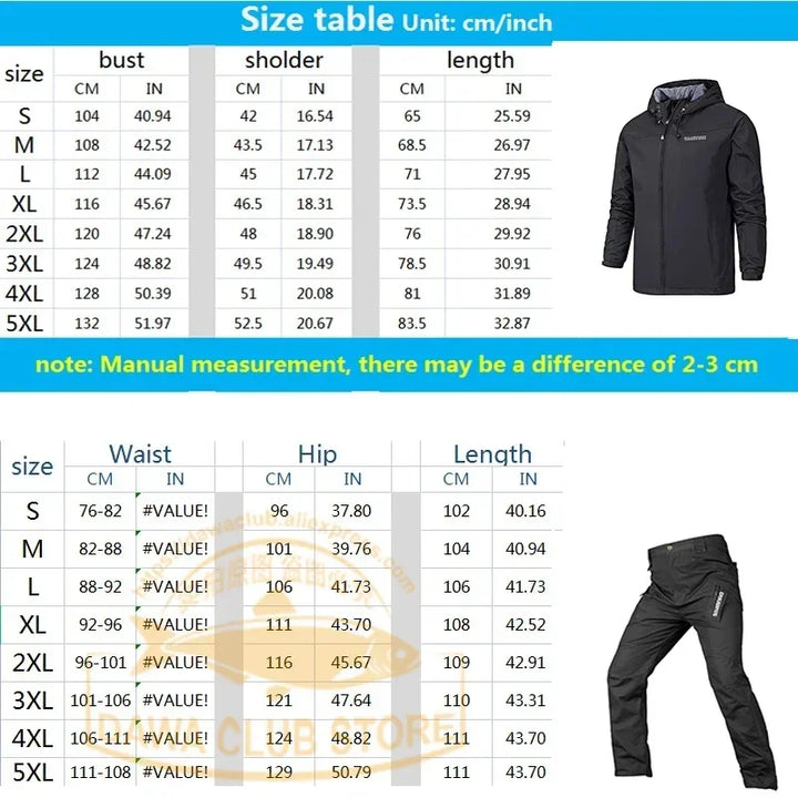 Spring and Autumn fishing suit set, hooded windproof and waterproof, outdoor mountaineering suit, tactical pants