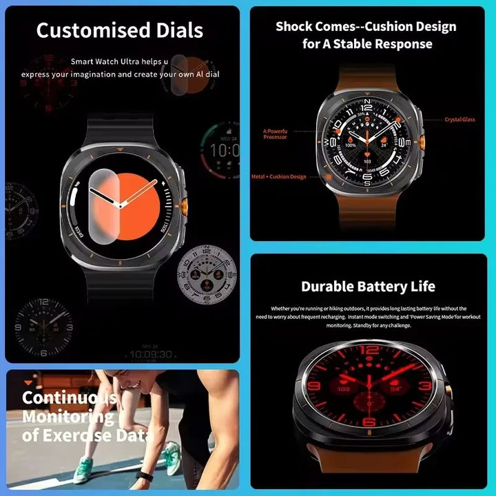 2024 New Galaxy Smart Watch 7 Ultra Men AMOLED Screen Multi-Function Sports Fitness