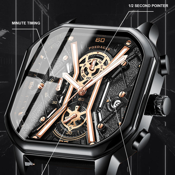 POEDAGAR Fashion Men Wristwatches Luxury Chronograph Luminous