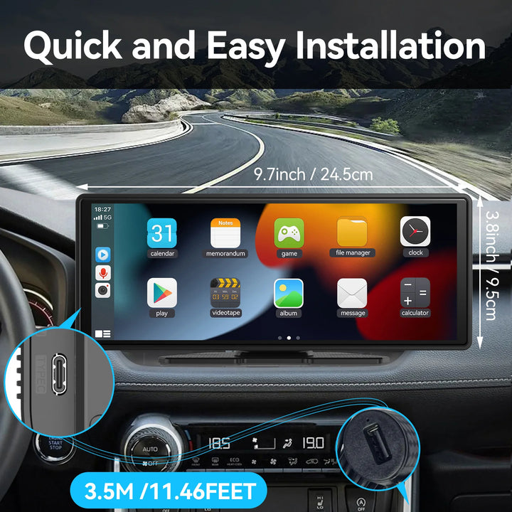 Universal Portable Carplay for Car Screen, Wireless Carplay Screen Wireless Car Stereo