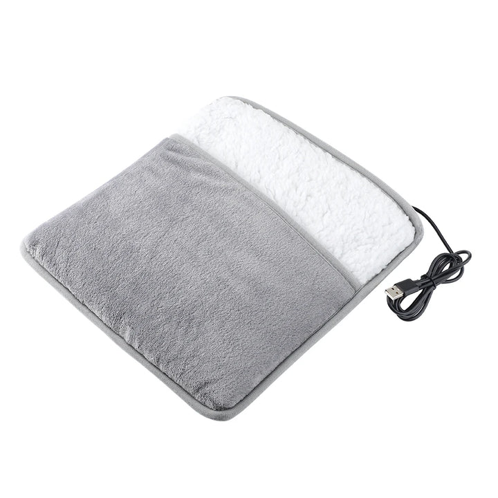 Winter Electric Foot Heating Pad USB Charging Soft Plush Washable Foot Warmer Heater