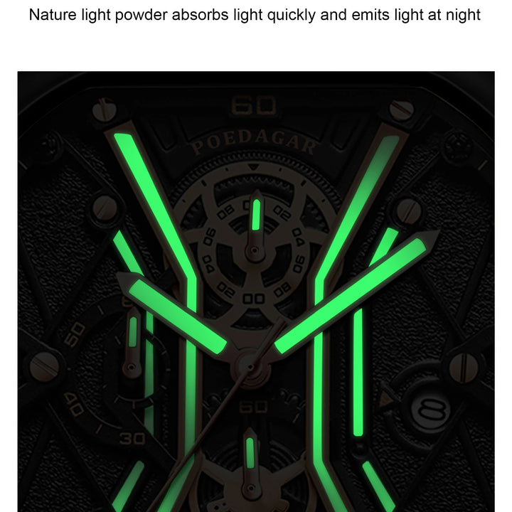 POEDAGAR Fashion Men Wristwatches Luxury Chronograph Luminous