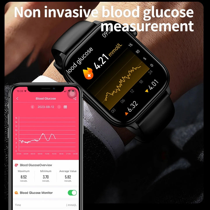 2024New AI Medical Diagnosis Blood Lipids Uric Acid Blood Glucose Smart Watch Men