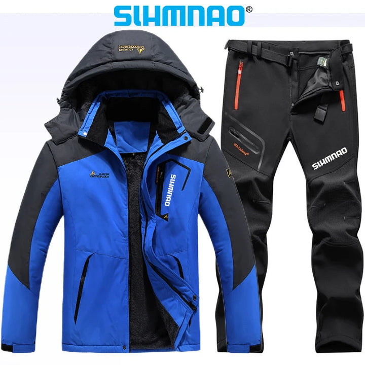 New Winter Fishing Suit Men's Fisherman Fishing Jacket Long Pants Thick, Warm, Waterproof,