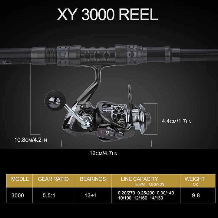 Sougayilang Fishing Rod and Reel Combo Telescopic Fishing Rod Spinning Reel Max Drag 20Kg