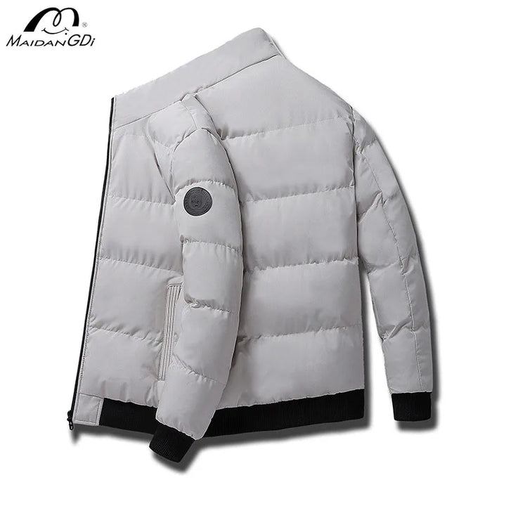 Winter Solid Color Cotton Parkas Thick Men Outdoor Warm Jacket with