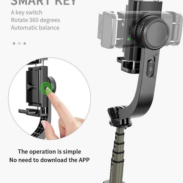 Handheld Gimbal Stabilizer for Smartphone 1-Axis with Selfie Stick Tripod Stand Wireless