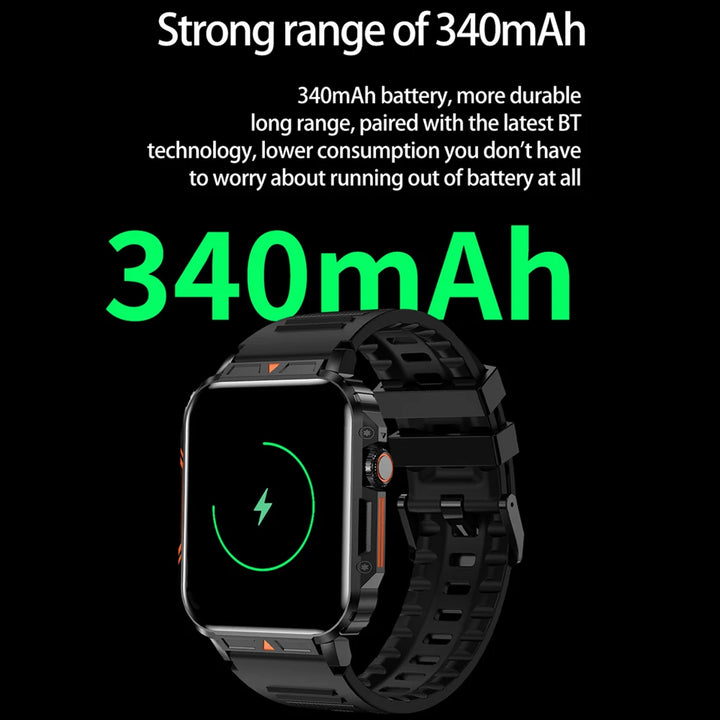 2024 New 1.95 Outdoor Military Man Smart Watch Men Bluetooth Call Smartwatch