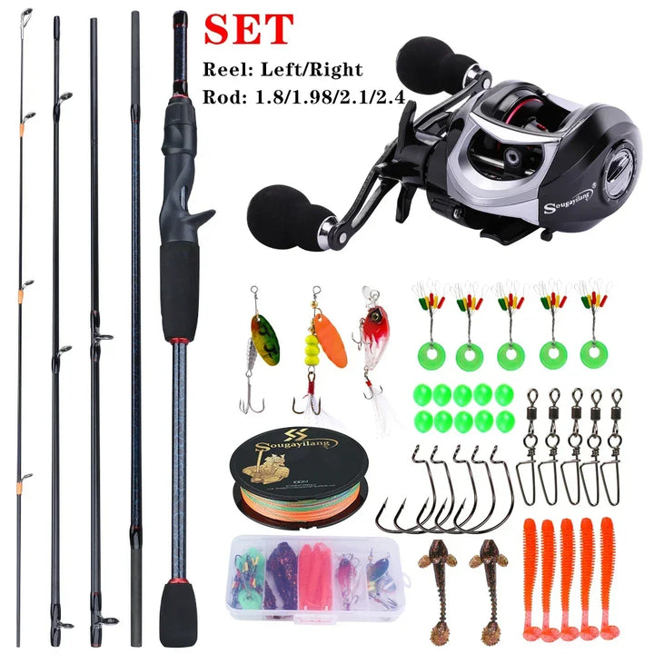 Sougayilang Fishing Rods and Reels Set Bag Portable 5 Sections Fishing Rod and 12LB