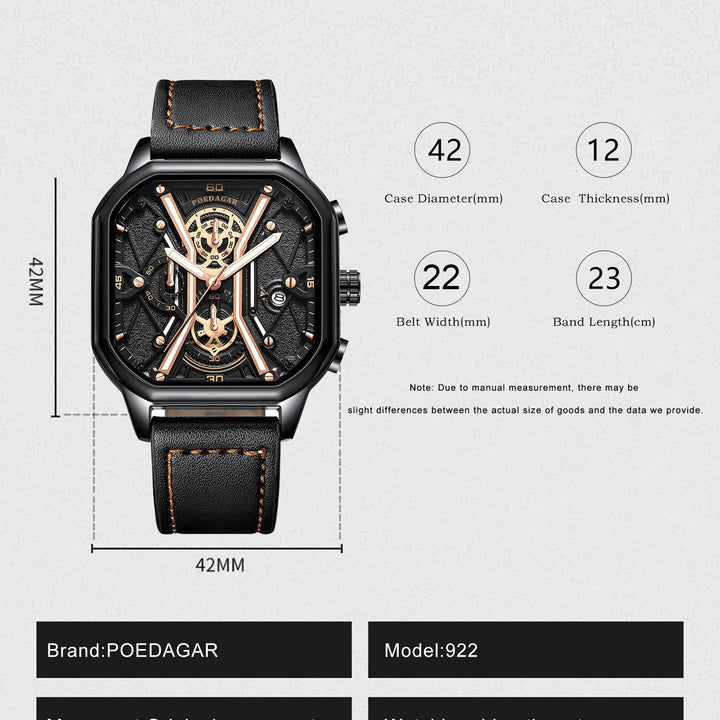 POEDAGAR Fashion Men Wristwatches Luxury Chronograph Luminous