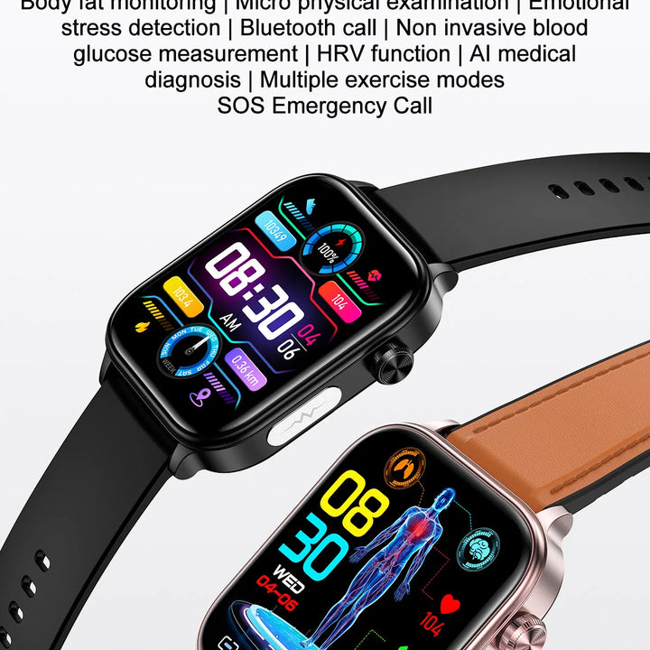 2024New AI Medical Diagnosis Blood Lipids Uric Acid Blood Glucose Smart Watch Men