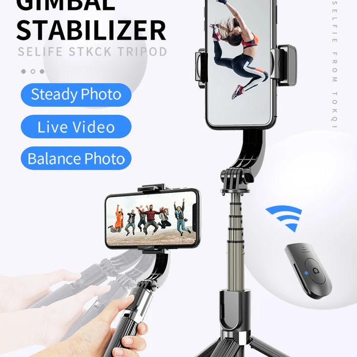 Handheld Gimbal Stabilizer for Smartphone 1-Axis with Selfie Stick Tripod Stand Wireless