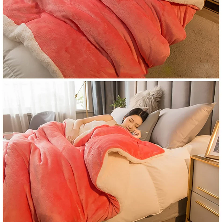 Wool Throw Blanket Keep Warm Winter Bed Blankets Double Sided Queen