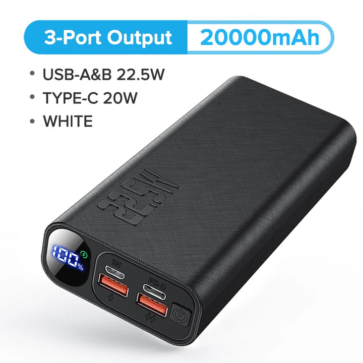 QOOVI Power Bank 20000mAh Portable PD 20W Fast Charging Poverbank Mobile Phone