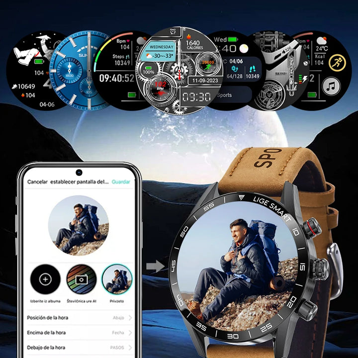 LIGE 2024 New Rugged Military GPS Smart Watch Men AMOLED HD Screen Heart Rate Bluetooth Call