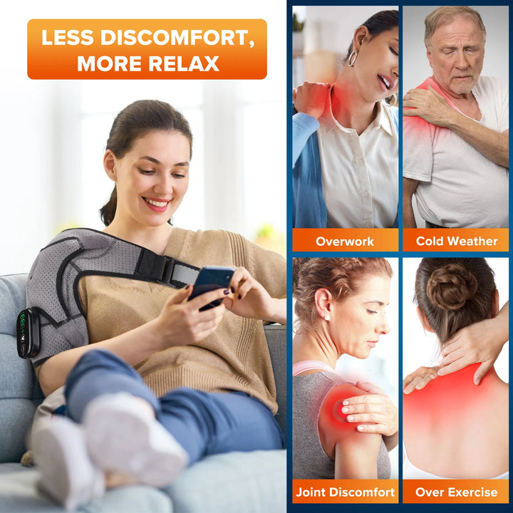 Electric Heating Shoulder Massage Pad, 3-speed Adjustable Heated Back Shoulder Brace