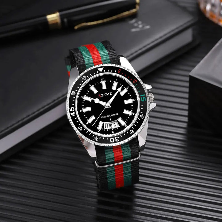 New fashionable men's nylon strap calendar watch, luxurious and simple business men's and women's