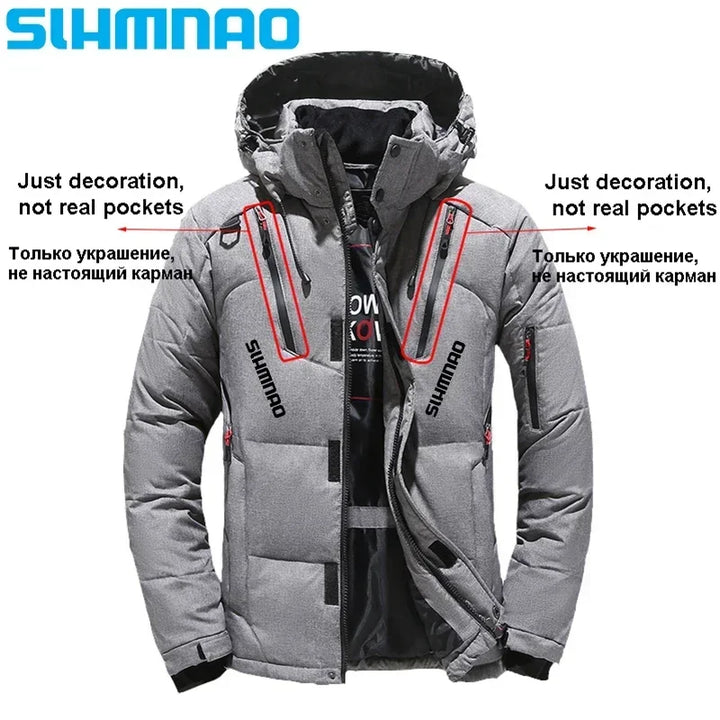 Men's Goose Down Jacket and Tactical Pants, Winter Fishing Suit, Warm, Snow Skiing