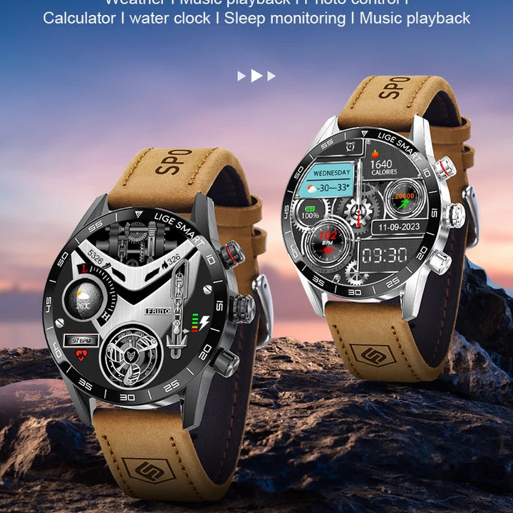 LIGE 2024 New Rugged Military GPS Smart Watch Men AMOLED HD Screen Heart Rate Bluetooth Call