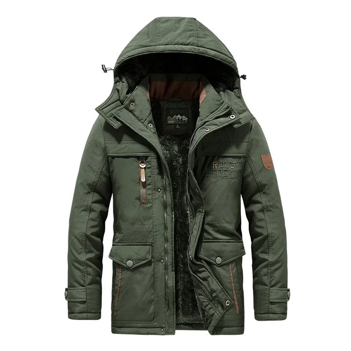 Men Hooded Long Winter Jackets Multi Pockets Warm Parkas Fleece Down Jackets New Fashion Male Outdoor Tooling Casual Jackets 6XL