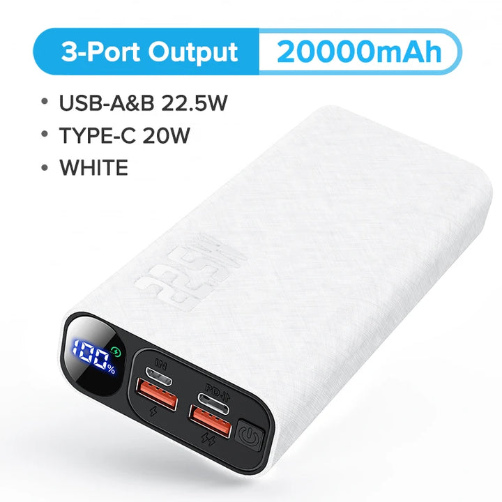 QOOVI Power Bank 20000mAh Portable PD 20W Fast Charging Poverbank Mobile Phone