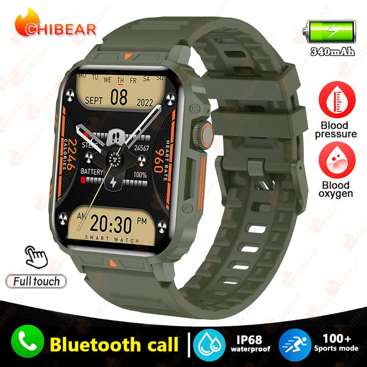 2024 New 1.95 Outdoor Military Man Smart Watch Men Bluetooth Call Smartwatch