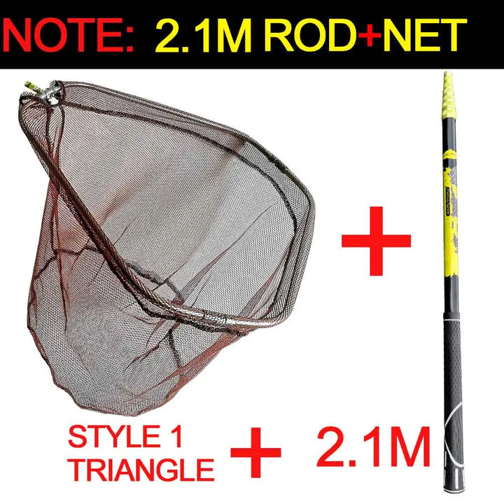 JOSBY New Foldable Fishing Net Fish Landing Net Collapsible Telescopic Pole 2.1M 3.0M 3.6M