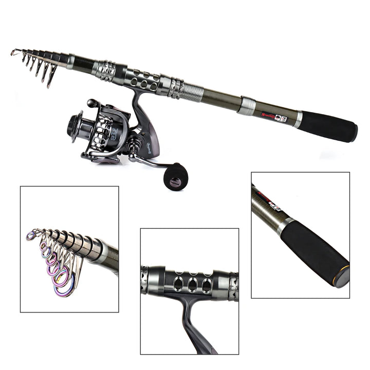 Sougayilang Fishing Rod and Reel Combo Telescopic Fishing Rod Spinning Reel Max Drag 20Kg