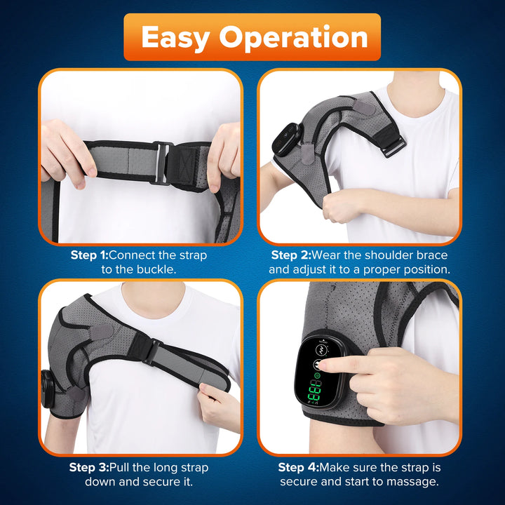 Electric Heating Shoulder Massage Pad, 3-speed Adjustable Heated Back Shoulder Brace