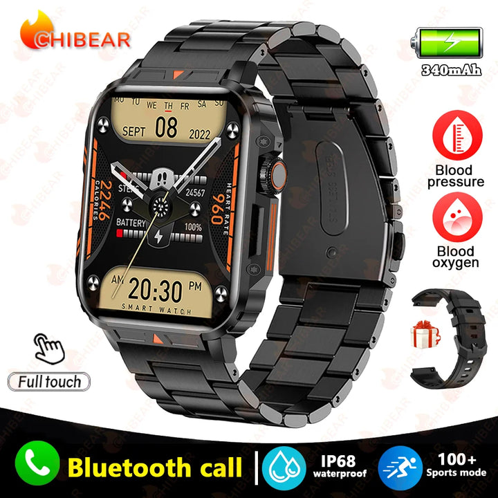 2024 New 1.95 Outdoor Military Man Smart Watch Men Bluetooth Call Smartwatch