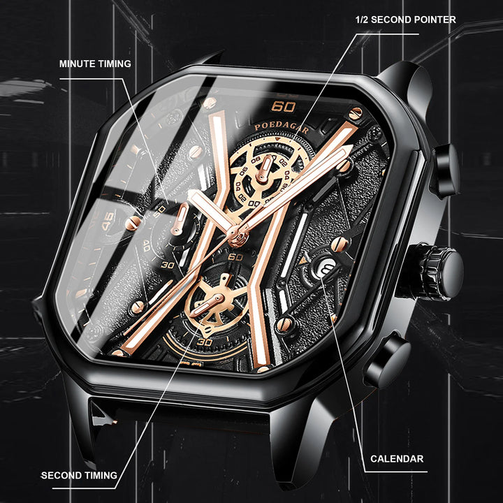 POEDAGAR Fashion Men Wristwatches Luxury Chronograph Luminous