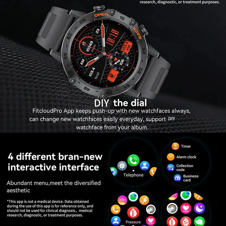 LIGE New1.39" Bluetooth Call Smart Watch Men Outdoor Sport Fitness