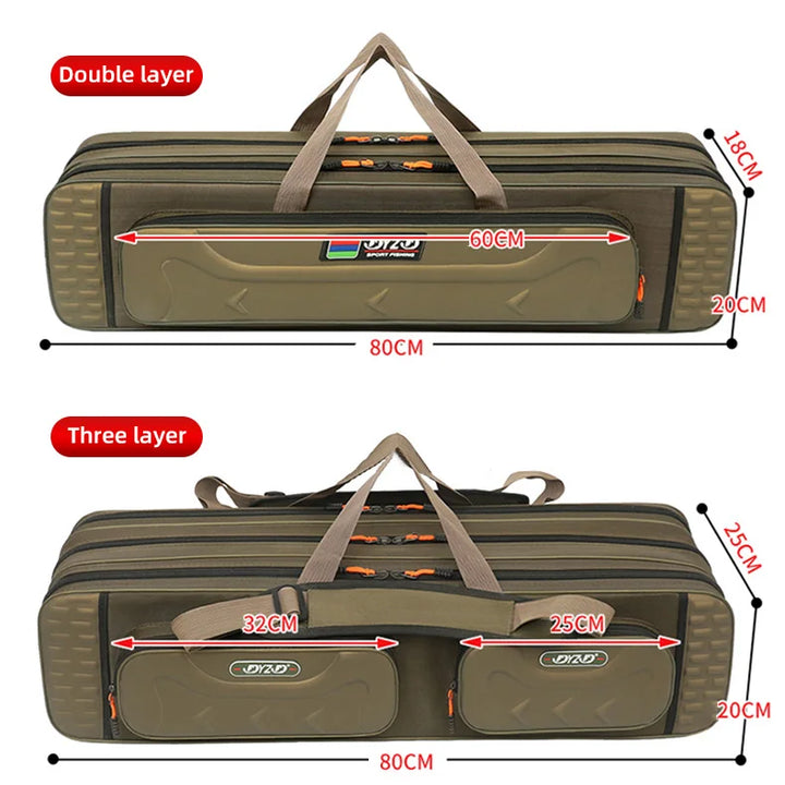 NON-foldable Multifunctional Large Capacity Fishing Rod Bag 2-4 Layer 80-130CM Water