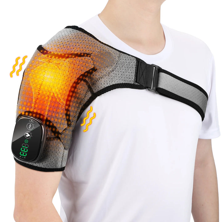 Electric Heating Shoulder Massage Pad, 3-speed Adjustable Heated Back Shoulder Brace