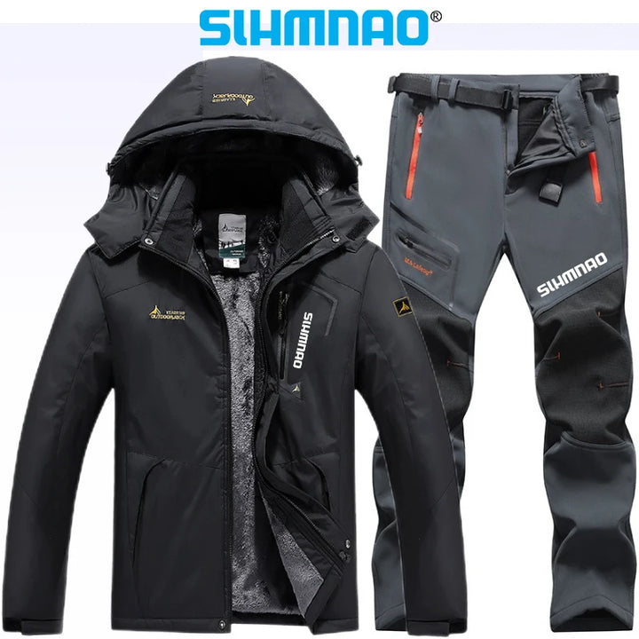 New Winter Fishing Suit Men's Fisherman Fishing Jacket Long Pants Thick, Warm, Waterproof,