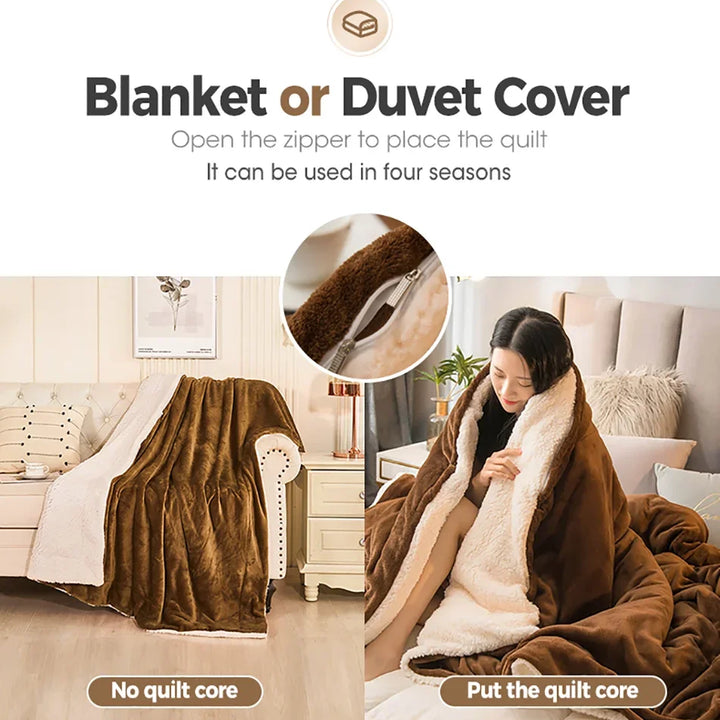 Wool Throw Blanket Keep Warm Winter Bed Blankets Double Sided Queen