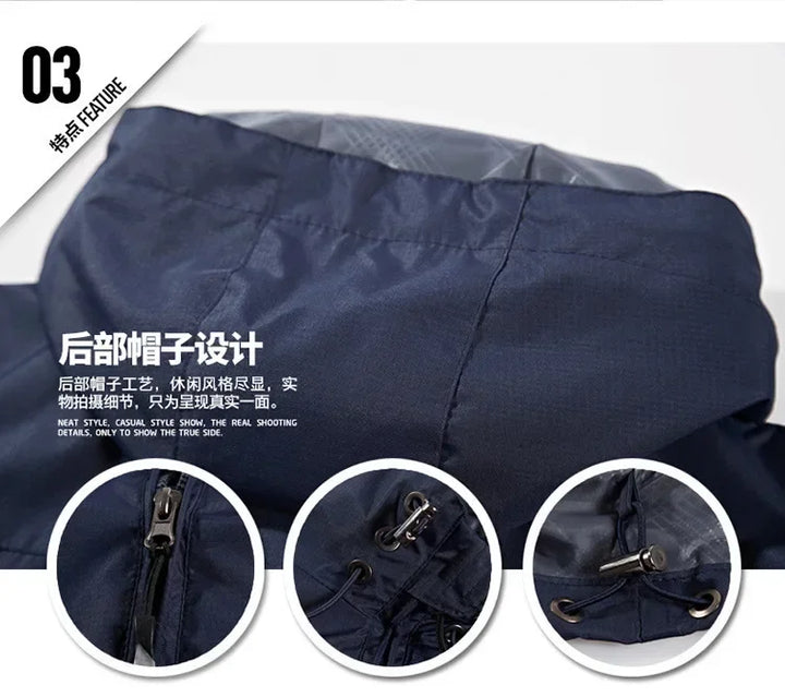 Spring and Autumn fishing suit set, hooded windproof and waterproof, outdoor mountaineering suit, tactical pants