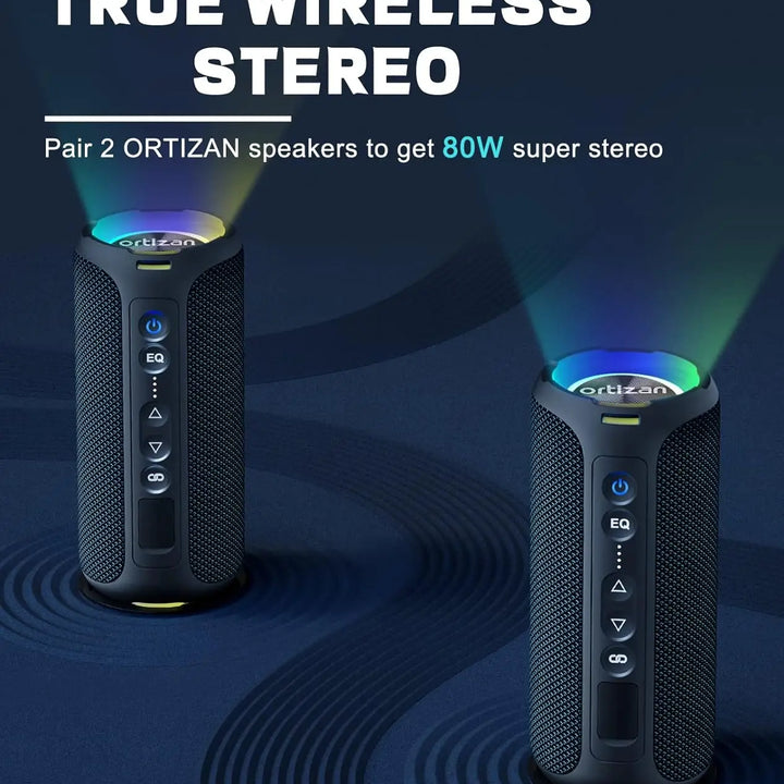 Ortizan Bluetooth Speakers 40W Enhanced Bass Portable Outdoor Wireless Speaker 30Hrs