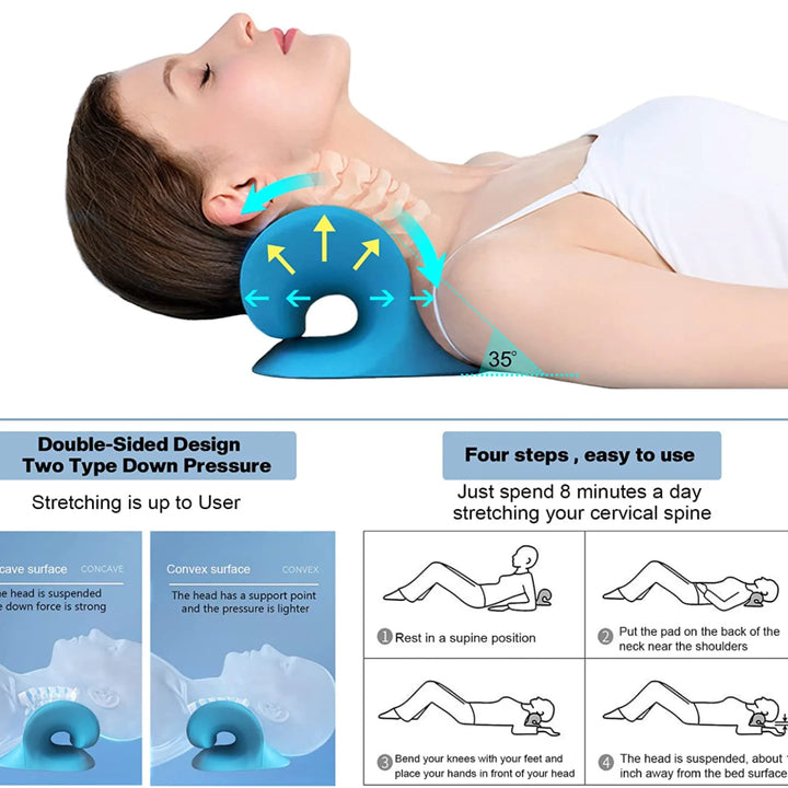 Neck and Shoulder Relaxer Corrector Vertebra Massager Cloud Pillow Cervical Stretcher